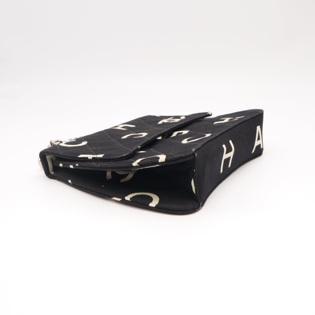 Chanel Canvas Quilted Letter Printed Flap Black twins LDZ863
