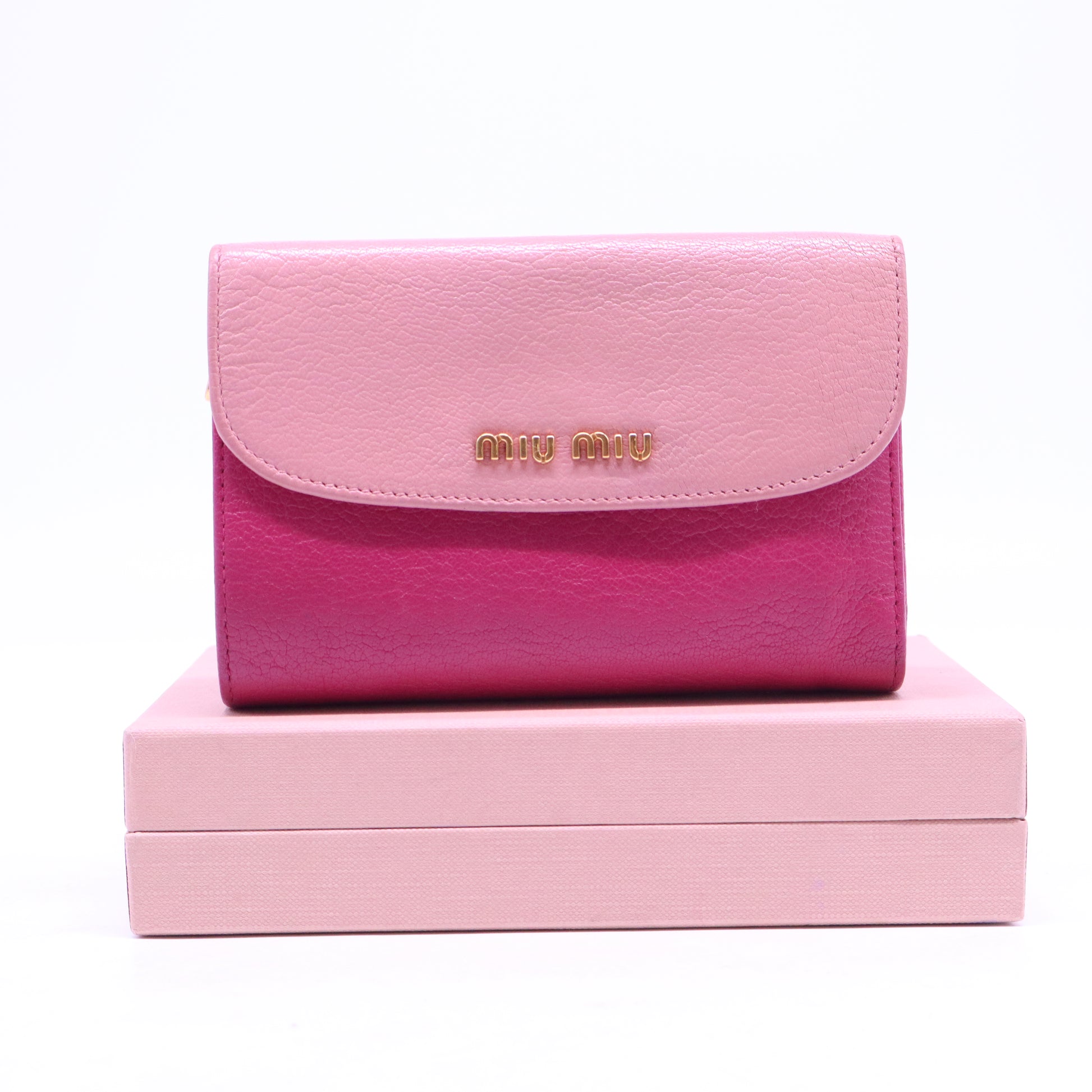 Two Tone Pink Leather Madras Compact Wallet