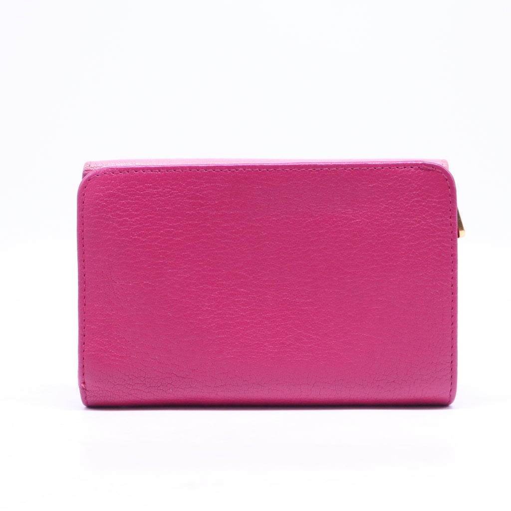 Two Tone Pink Leather Madras Compact Wallet
