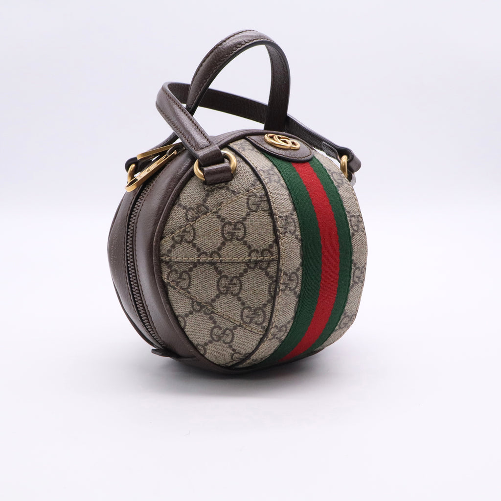 GG Supreme Monogram Textured Dollar Calfskin Web Mini Ophidia Basketball Shaped Twins LDJ2704