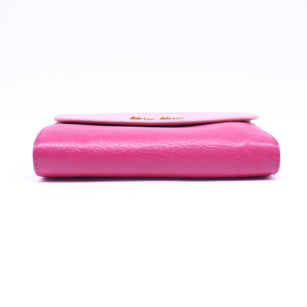 Two Tone Pink Leather Madras Compact Wallet