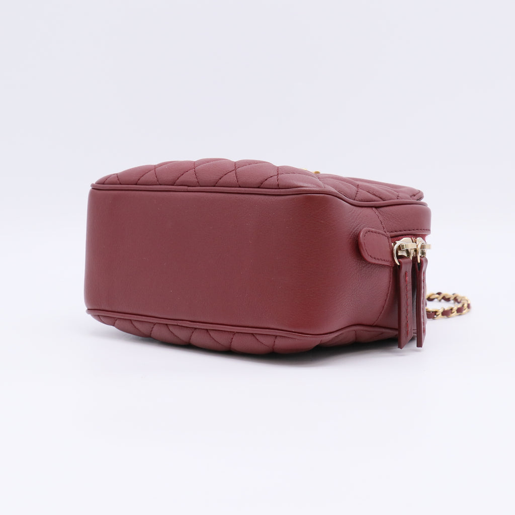 Chanel Red Calfskin Quilted CC Vanity Case Twins LDJ4946