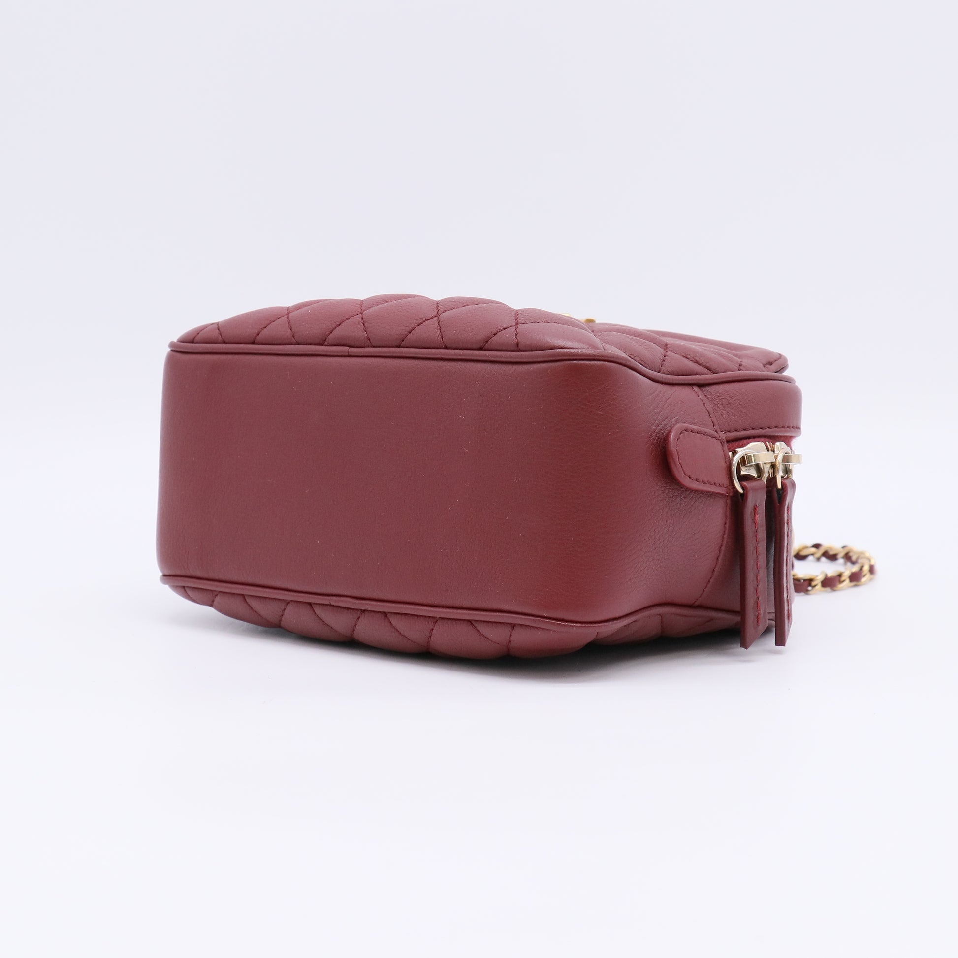Chanel Red Calfskin Quilted CC Vanity Case Twins LDJ4946