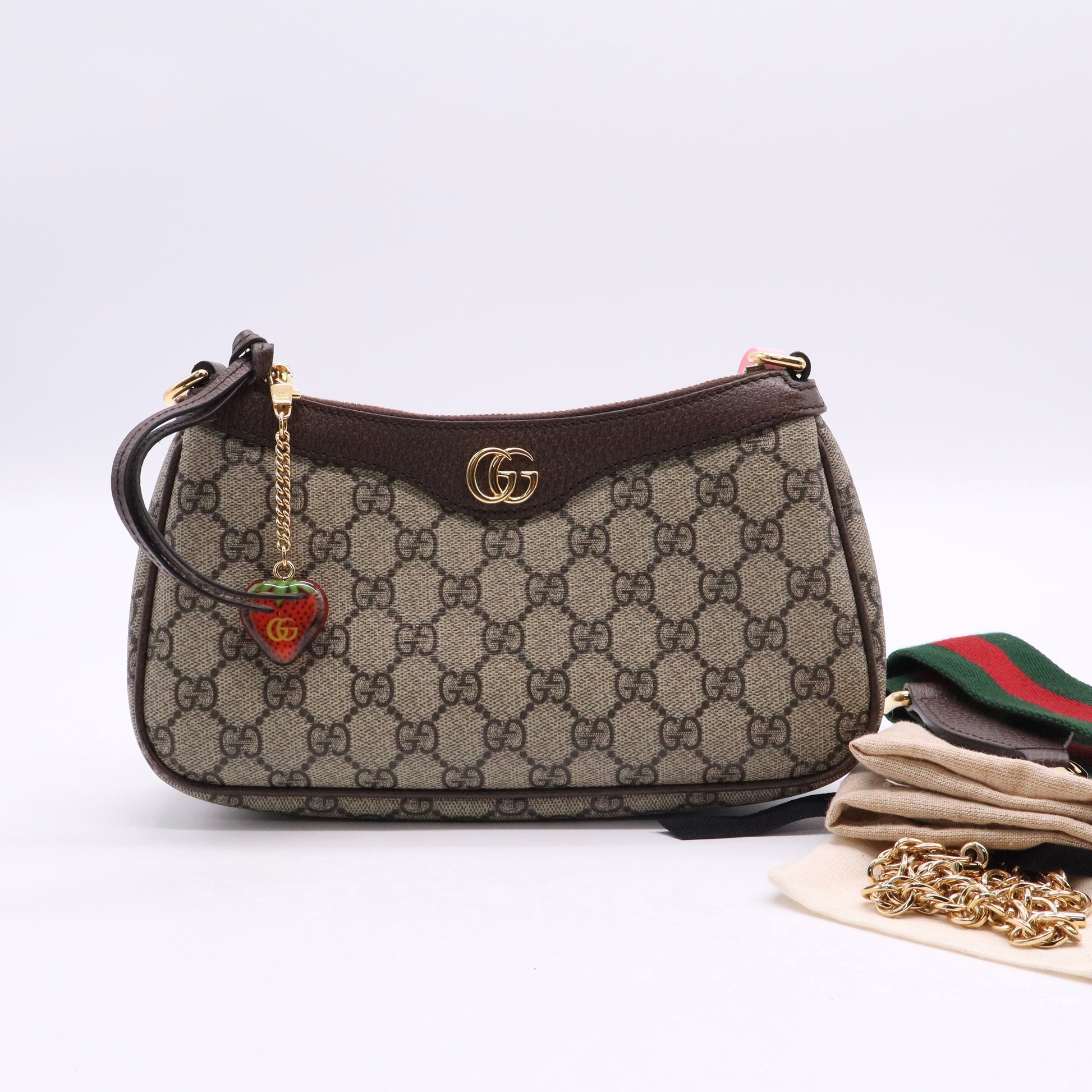 Gucci Small GG Supreme Strawberry Ophidia Shoulder Bag w/ Tags Twins LDJ2697