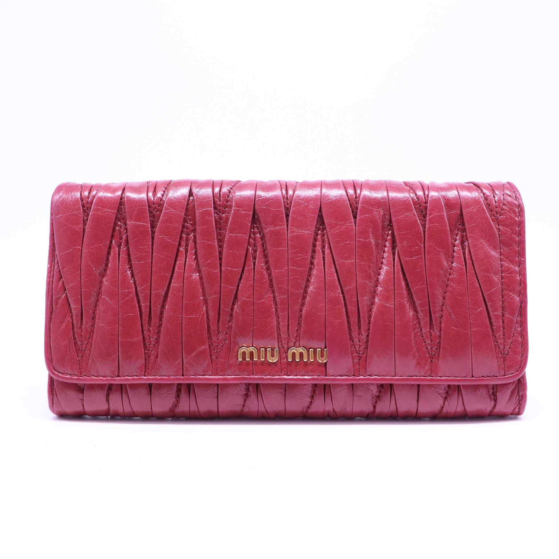 Miu Miu Fuschia Matelasse Leather Continental Wallet W20727