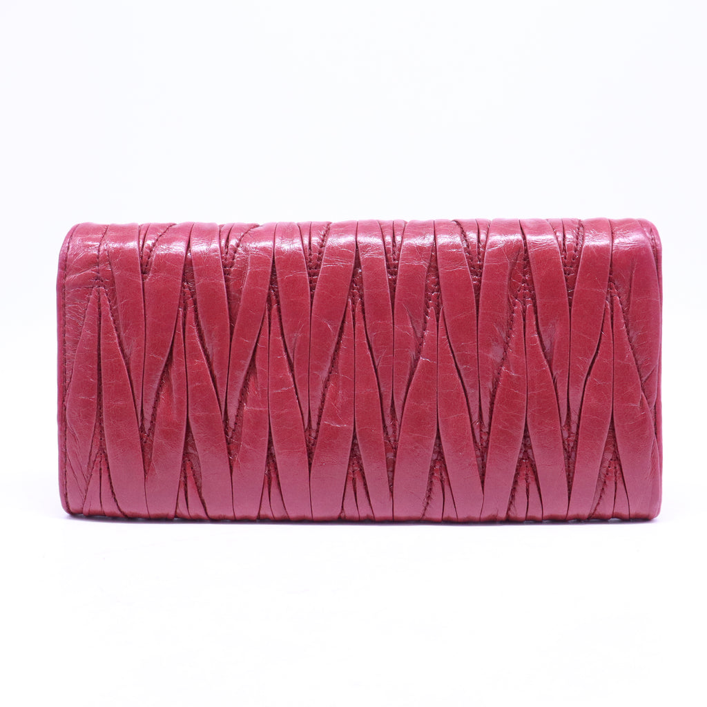 Miu Miu Fuschia Matelasse Leather Continental Wallet W20727