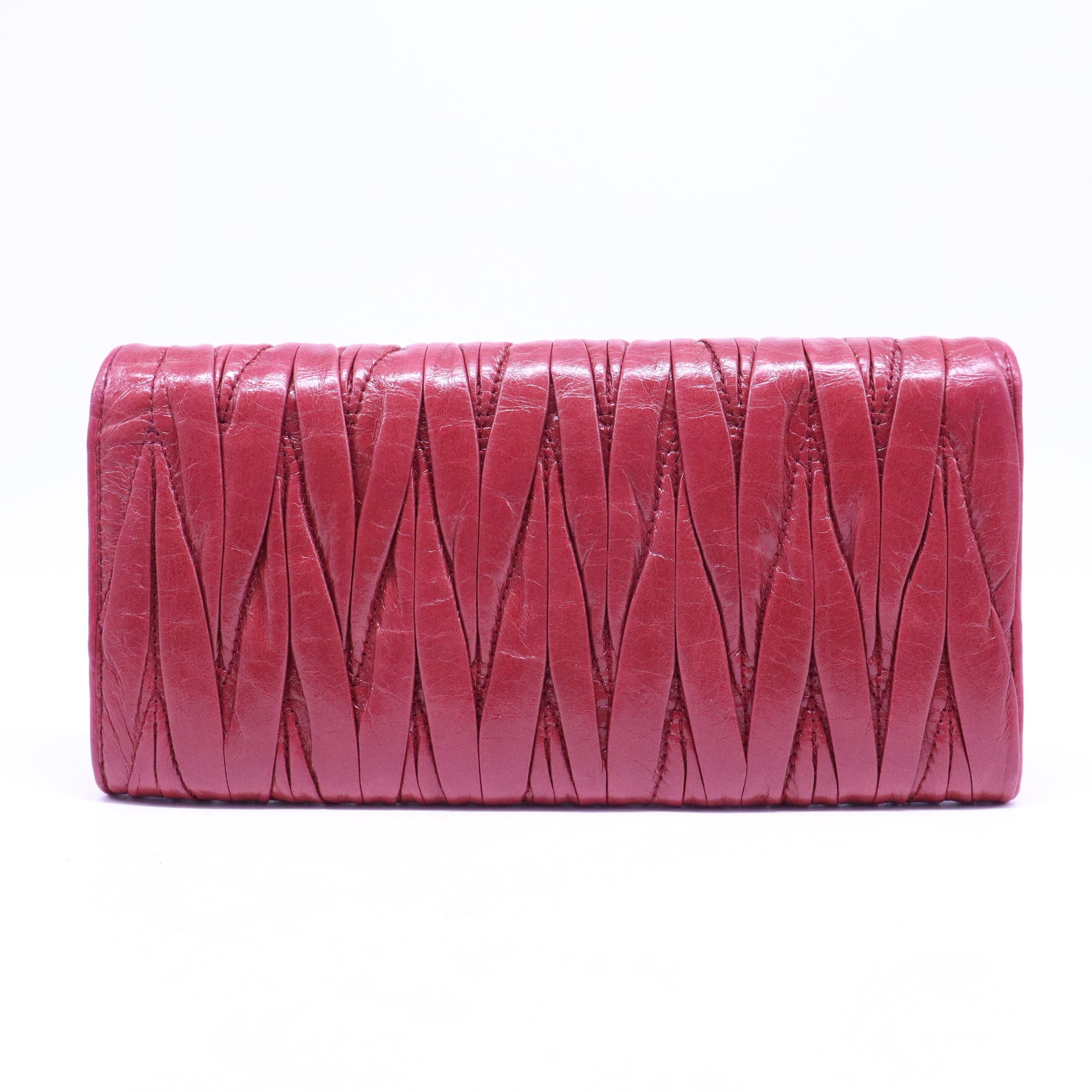 Miu Miu Fuschia Matelasse Leather Continental Wallet W20727