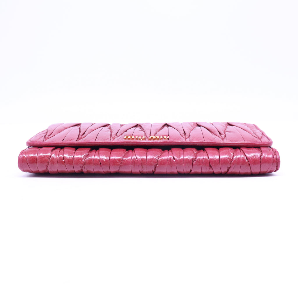 Miu Miu Fuschia Matelasse Leather Continental Wallet W20727
