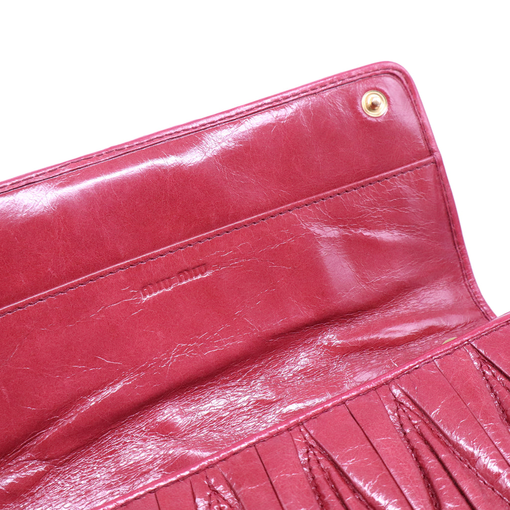 Miu Miu Fuschia Matelasse Leather Continental Wallet W20727
