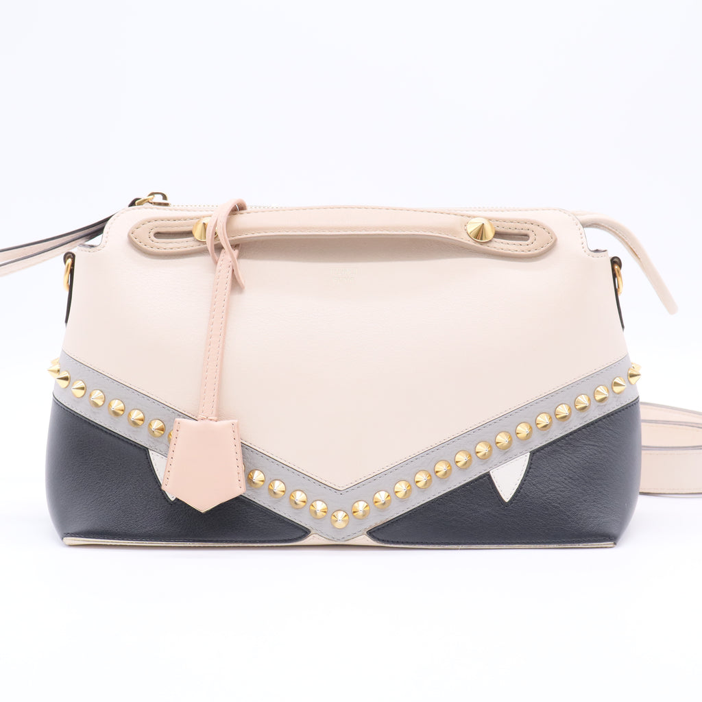 Vitello Dolce Monster Eyes Inlay Studded Medium By The Way Boston Bag Camelia Black twins