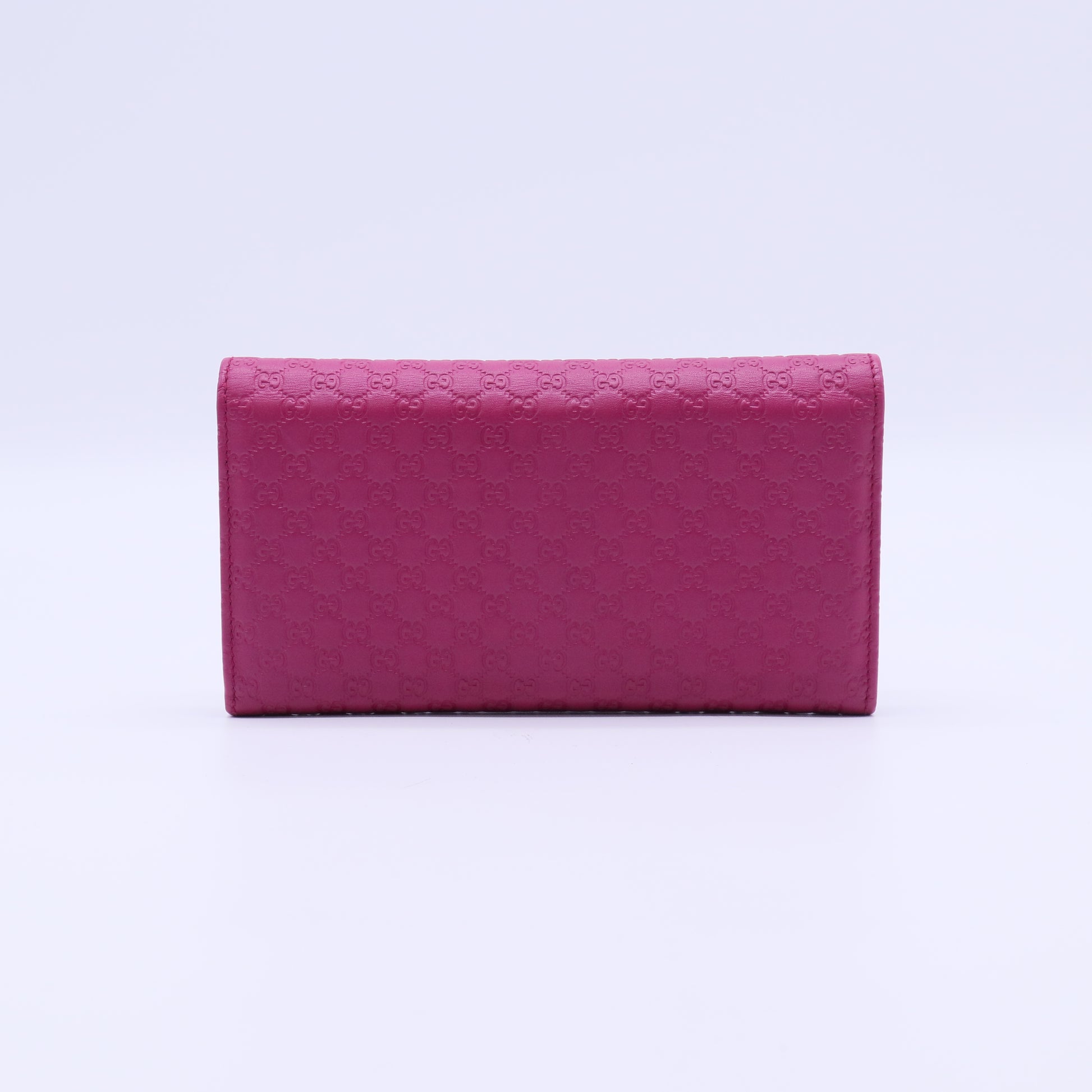 Gucci Microguccissima Leather Metal Bar Continental Flap Wallet Pink W21283