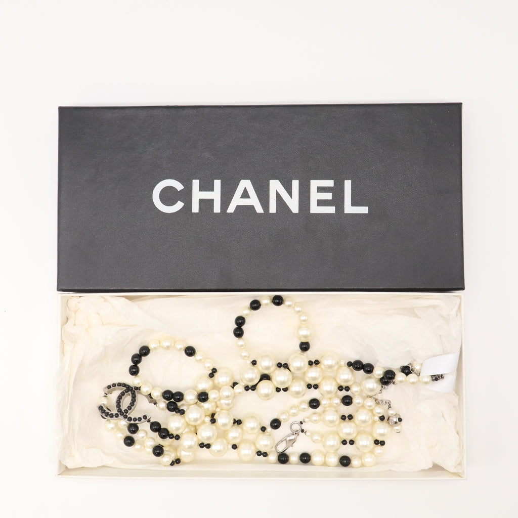Chanel CC Faux Pearl Black Beaded Necklace/Belt W23050