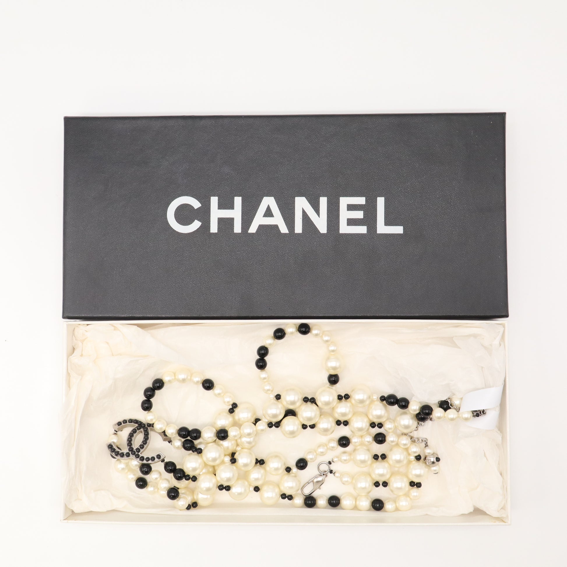 Chanel CC Faux Pearl Black Beaded Necklace/Belt W23050