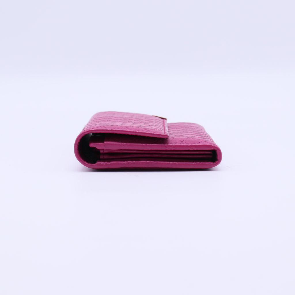 Gucci Microguccissima Leather Metal Bar Continental Flap Wallet Pink W21283