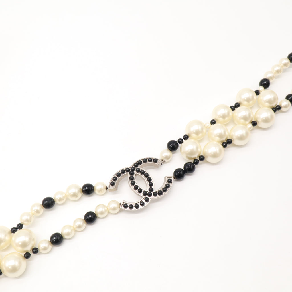 Chanel CC Faux Pearl Black Beaded Necklace/Belt W23050