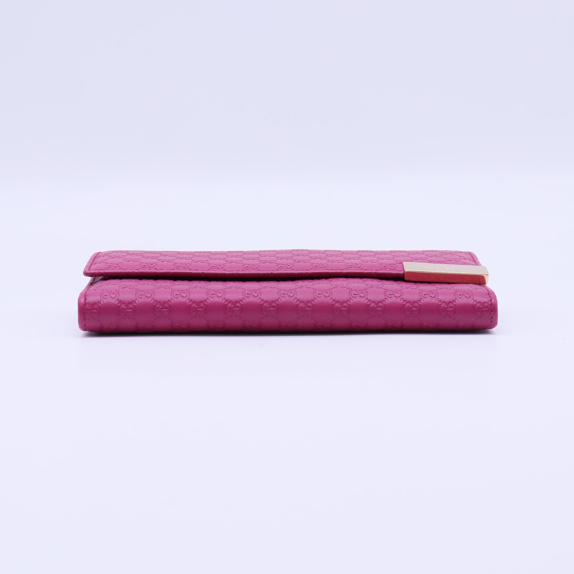 Gucci Microguccissima Leather Metal Bar Continental Flap Wallet Pink W21283