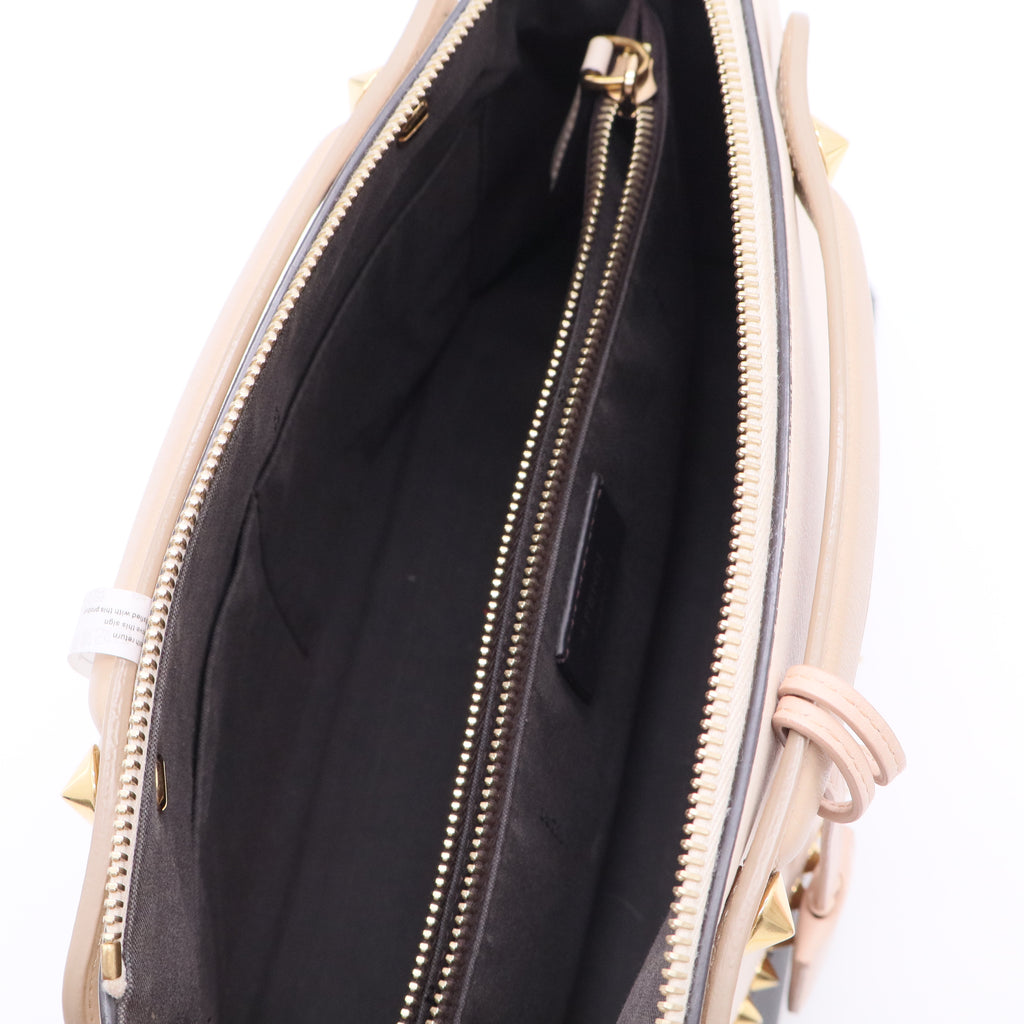 Vitello Dolce Monster Eyes Inlay Studded Medium By The Way Boston Bag Camelia Black twins