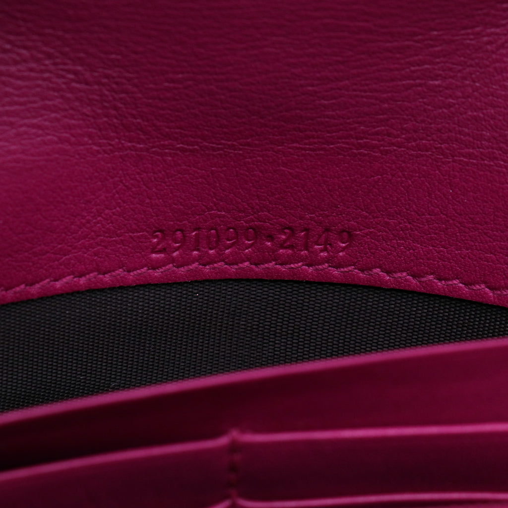 Gucci Microguccissima Leather Metal Bar Continental Flap Wallet Pink W21283