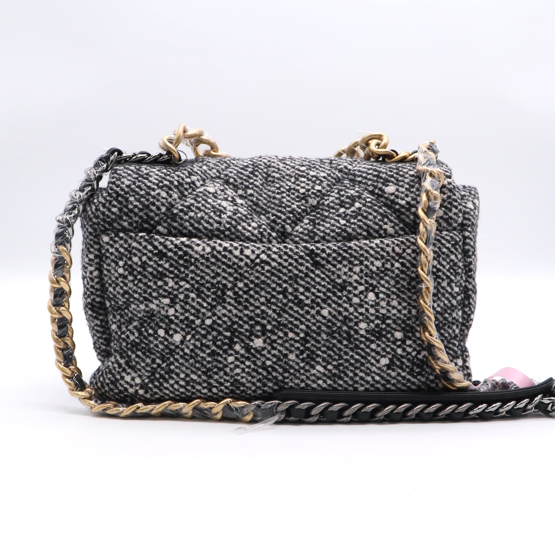 19 Flap Bag Quilted Tweed Medium Twins LDJ2717