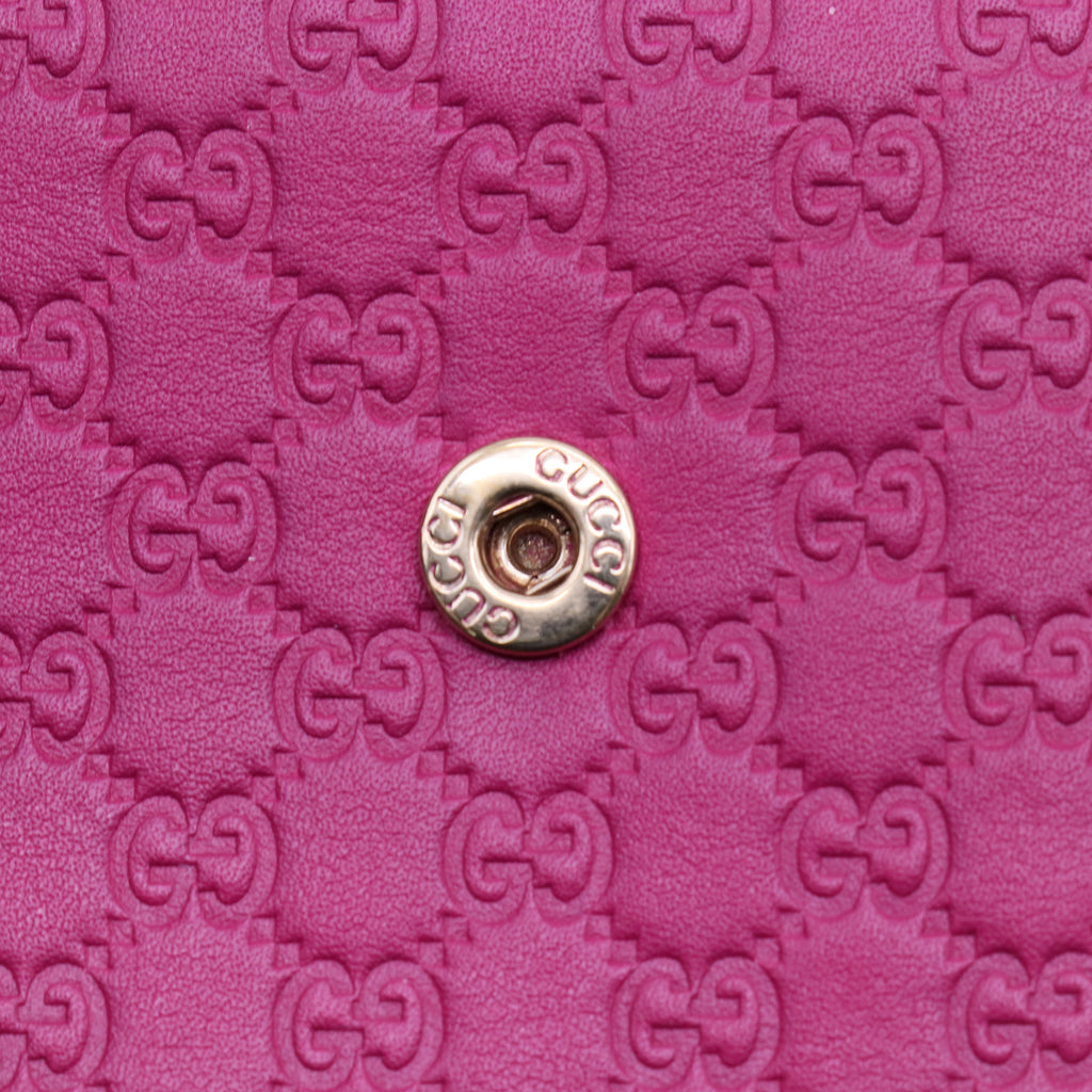Gucci Microguccissima Leather Metal Bar Continental Flap Wallet Pink W21283