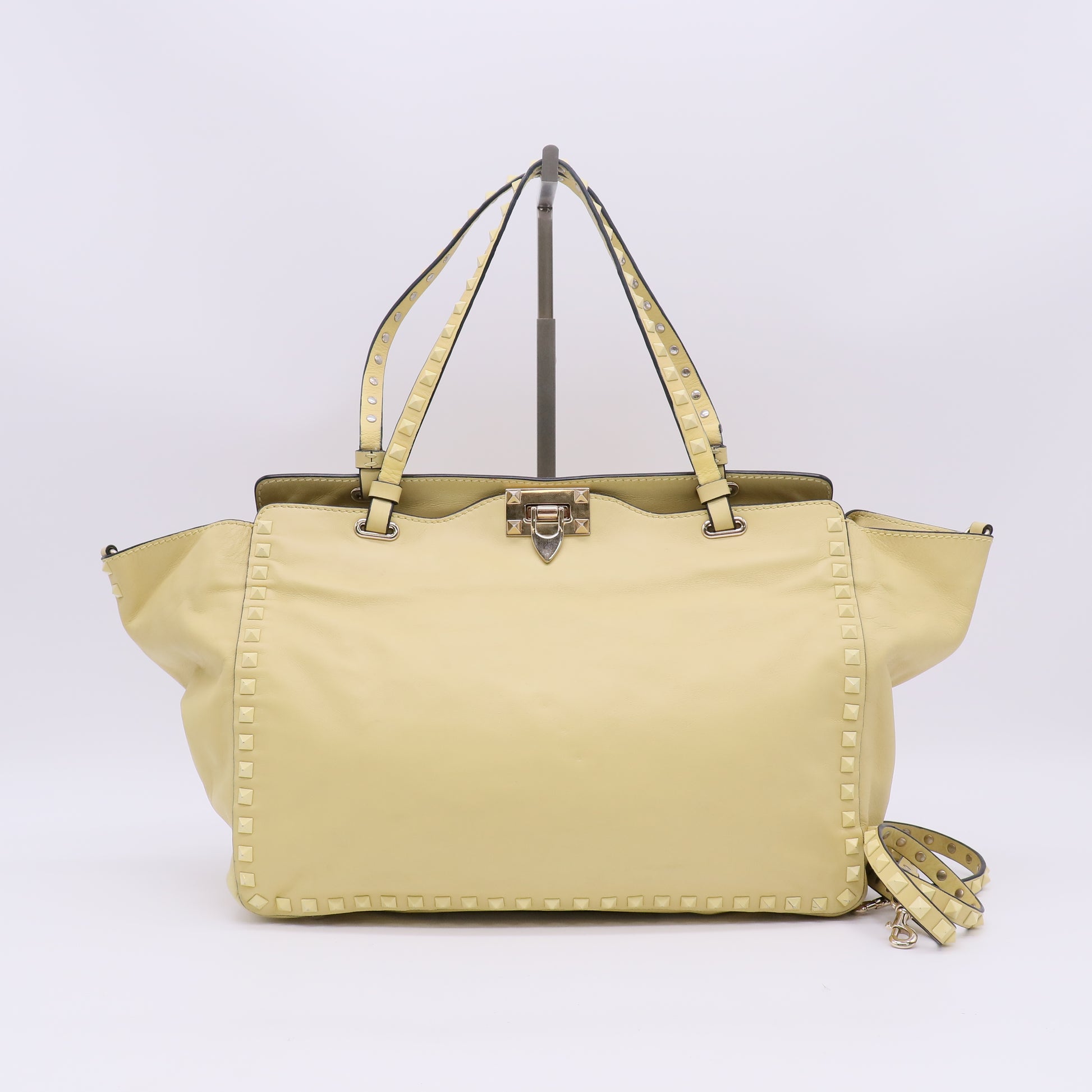 Yellow Leather Medium Studded Rockstud Tote B22041