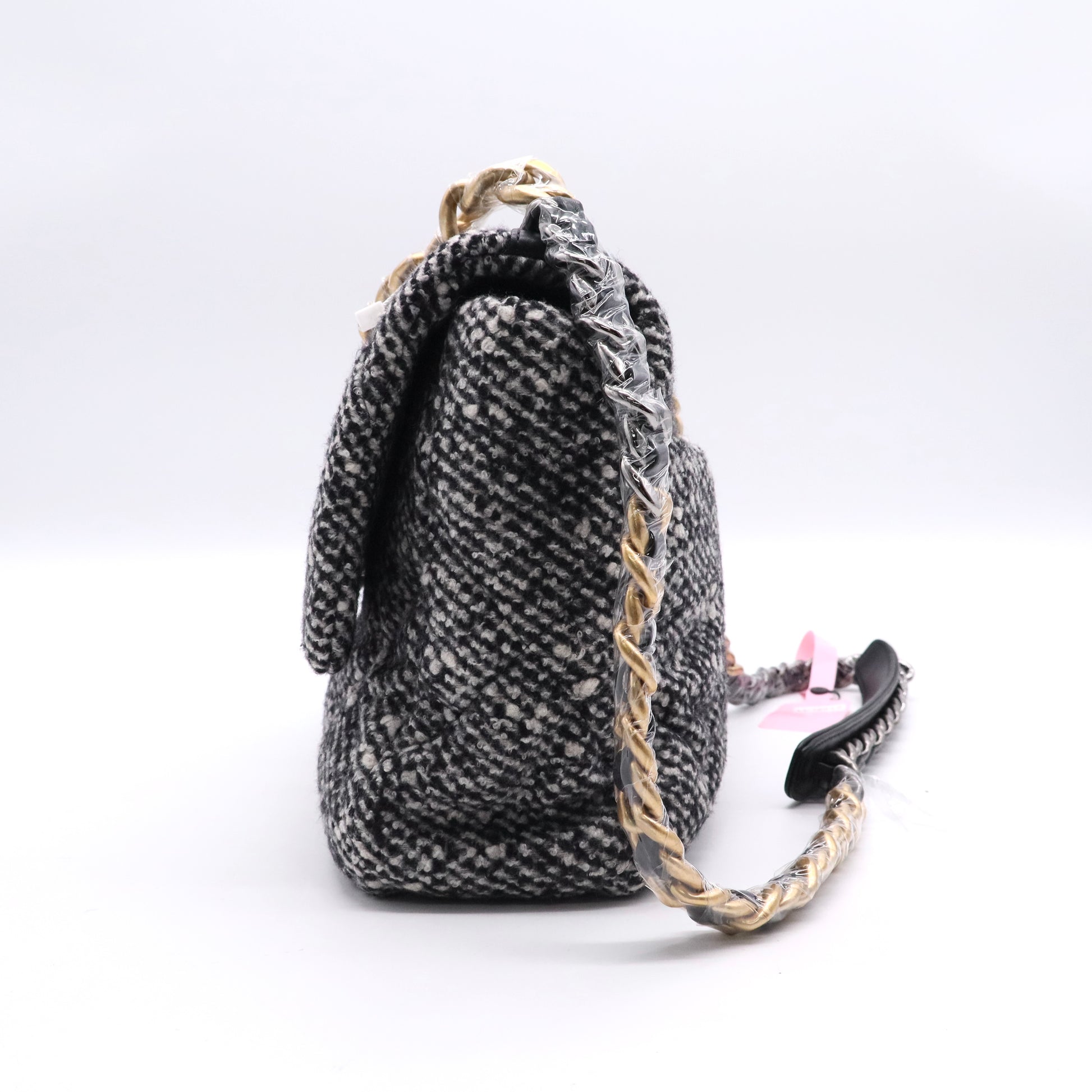 19 Flap Bag Quilted Tweed Medium Twins LDJ2717