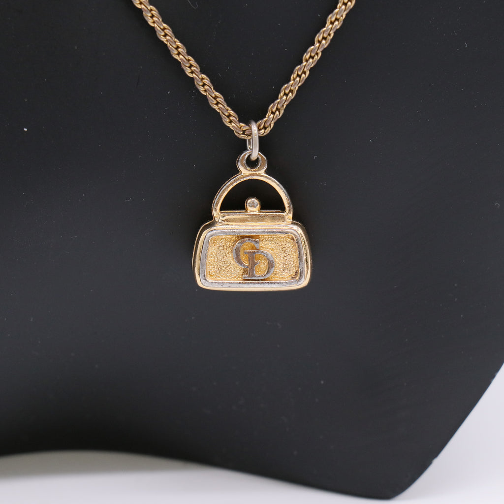 Dior Vintage Bag Pendant Necklace twins LDZ342