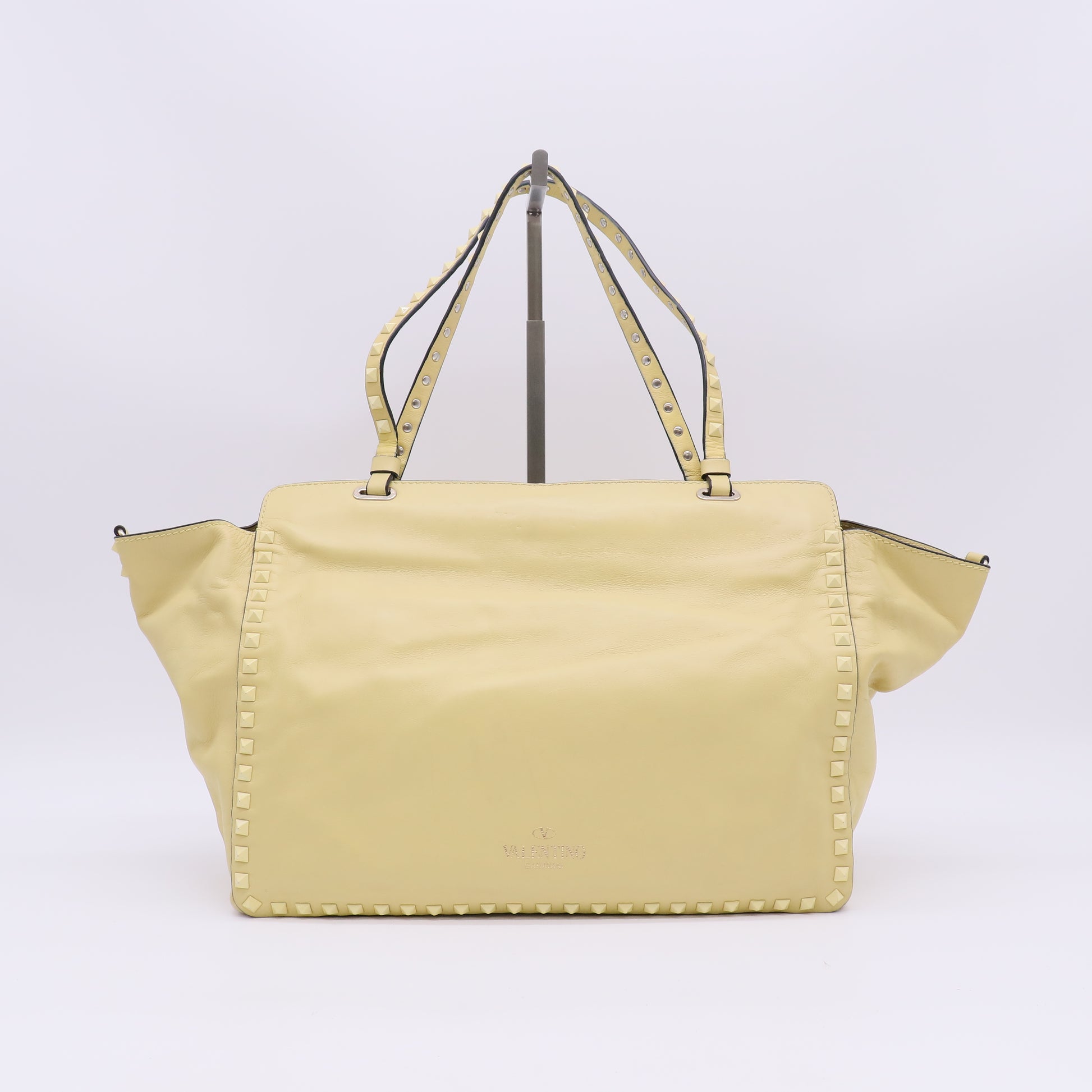 Yellow Leather Medium Studded Rockstud Tote B22041