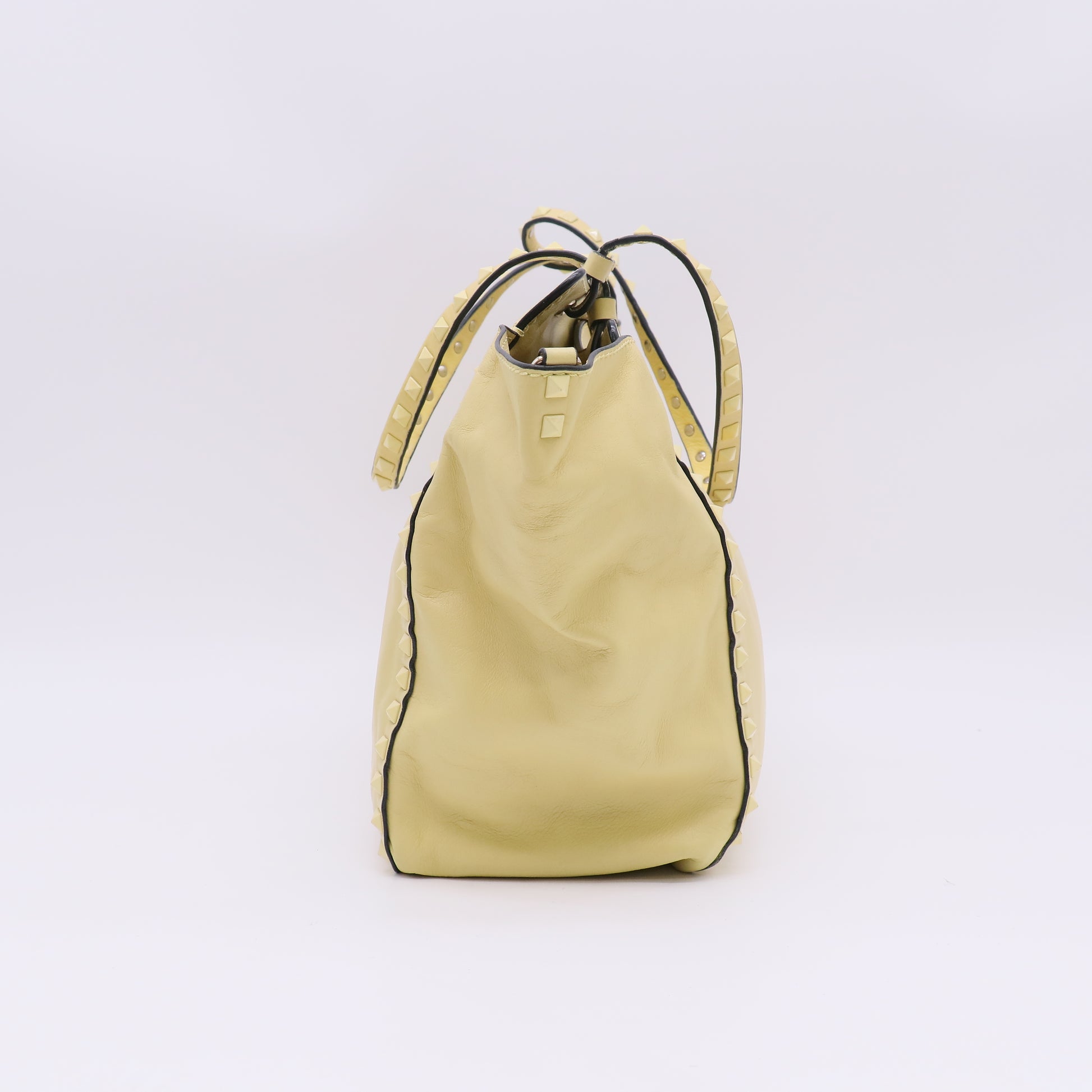 Yellow Leather Medium Studded Rockstud Tote B22041