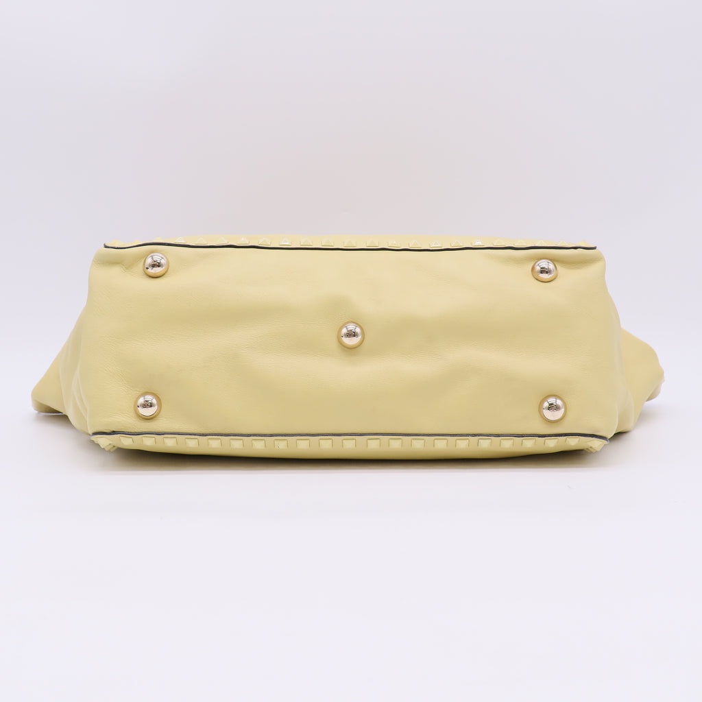 Yellow Leather Medium Studded Rockstud Tote B22041