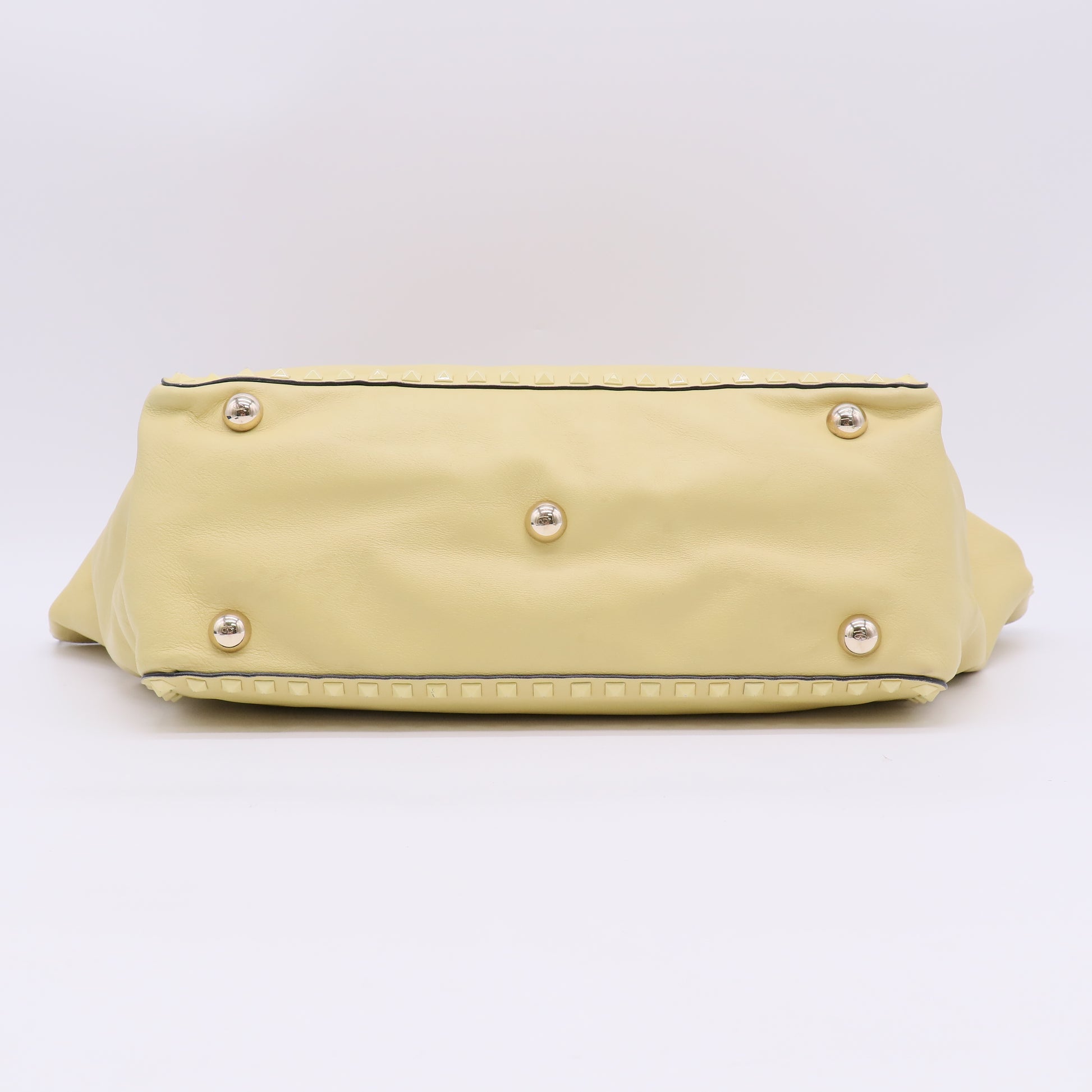 Yellow Leather Medium Studded Rockstud Tote B22041