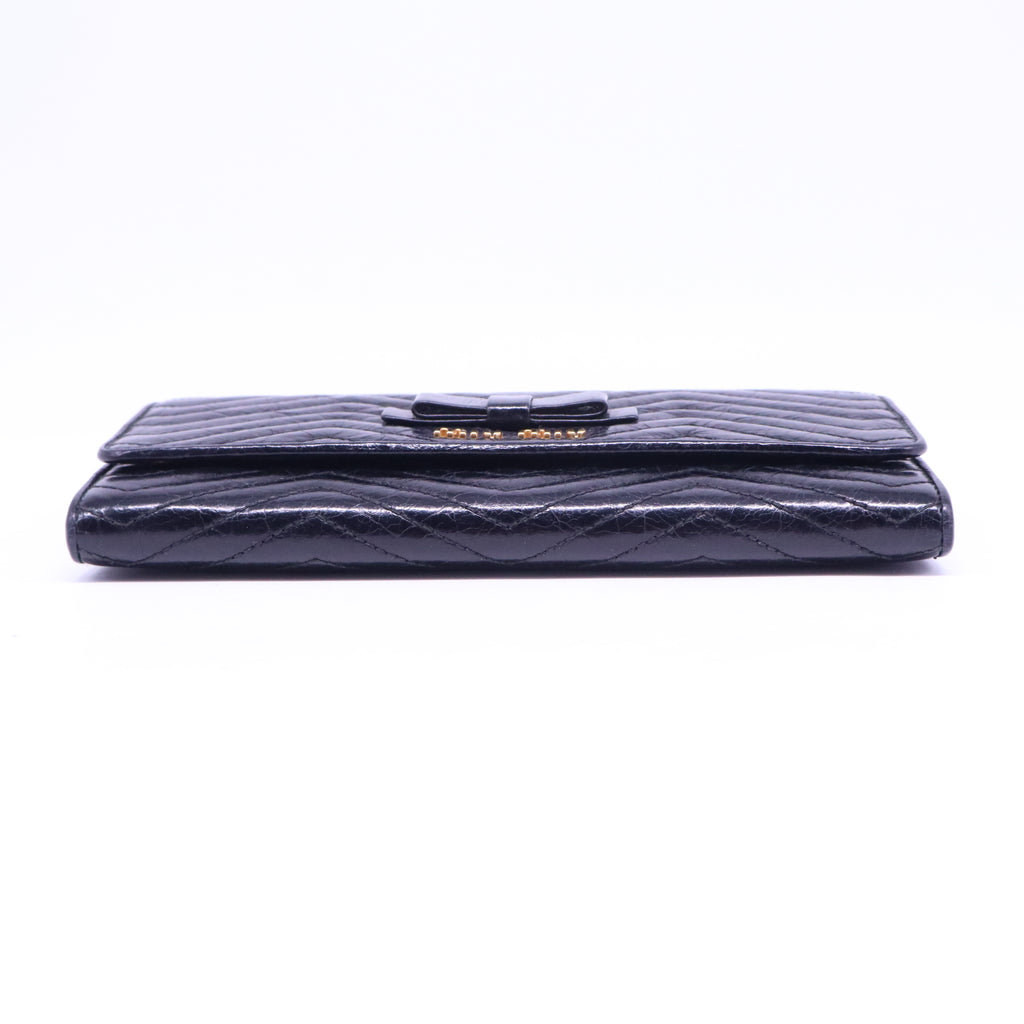 MIU MIU Logo Ribbon Leather Bifold Long Wallet W20748