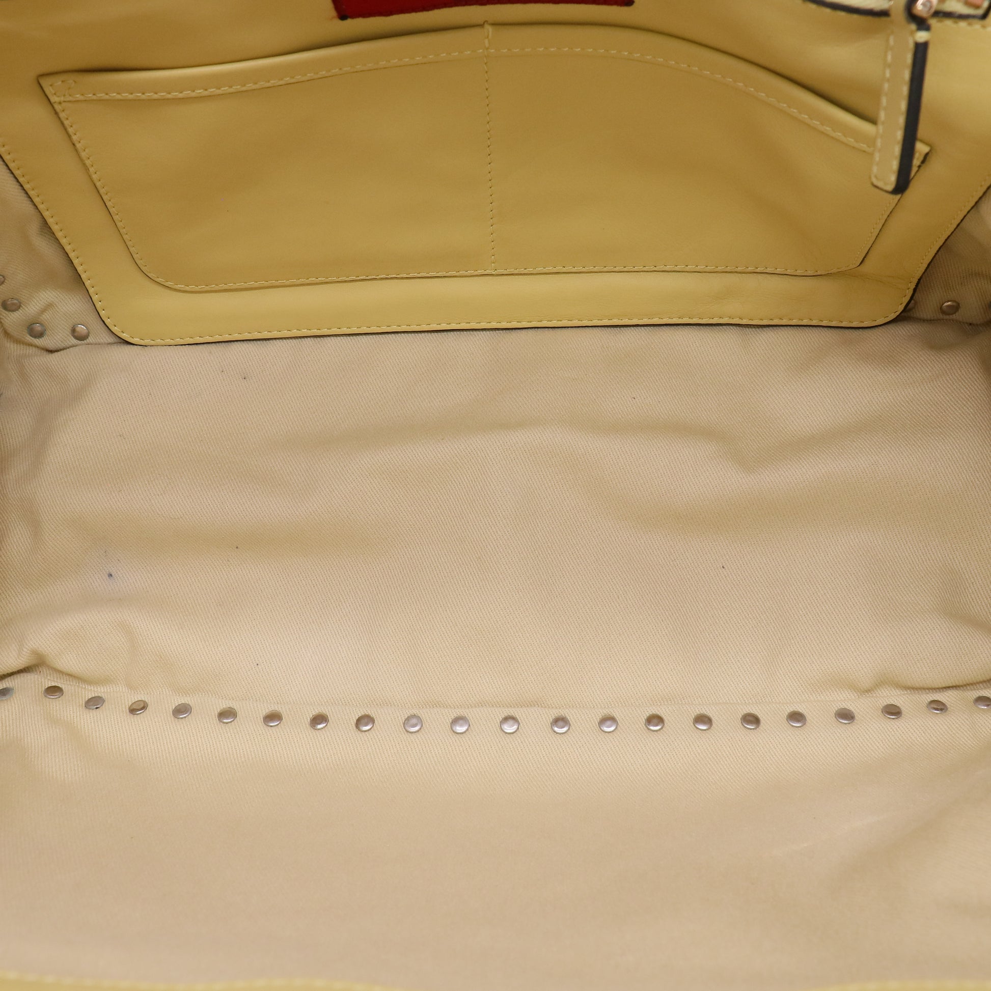 Yellow Leather Medium Studded Rockstud Tote B22041