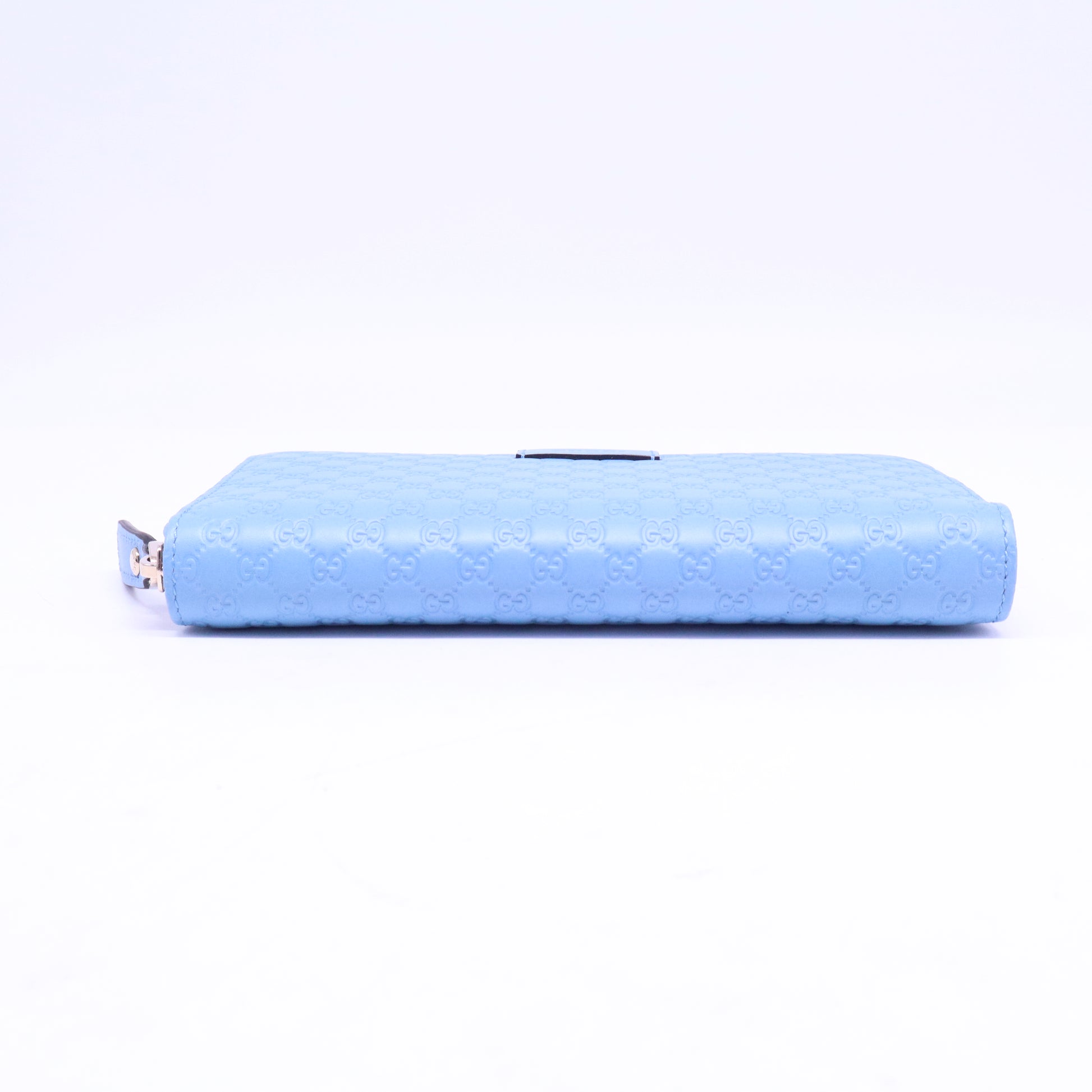 Blue Micro Guccissima Leather Zip Around Wallet W20758