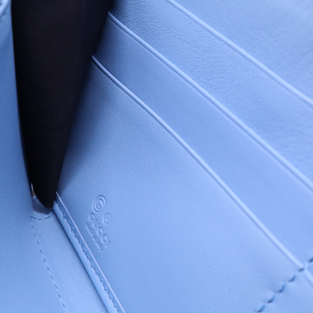 Blue Micro Guccissima Leather Zip Around Wallet W20758
