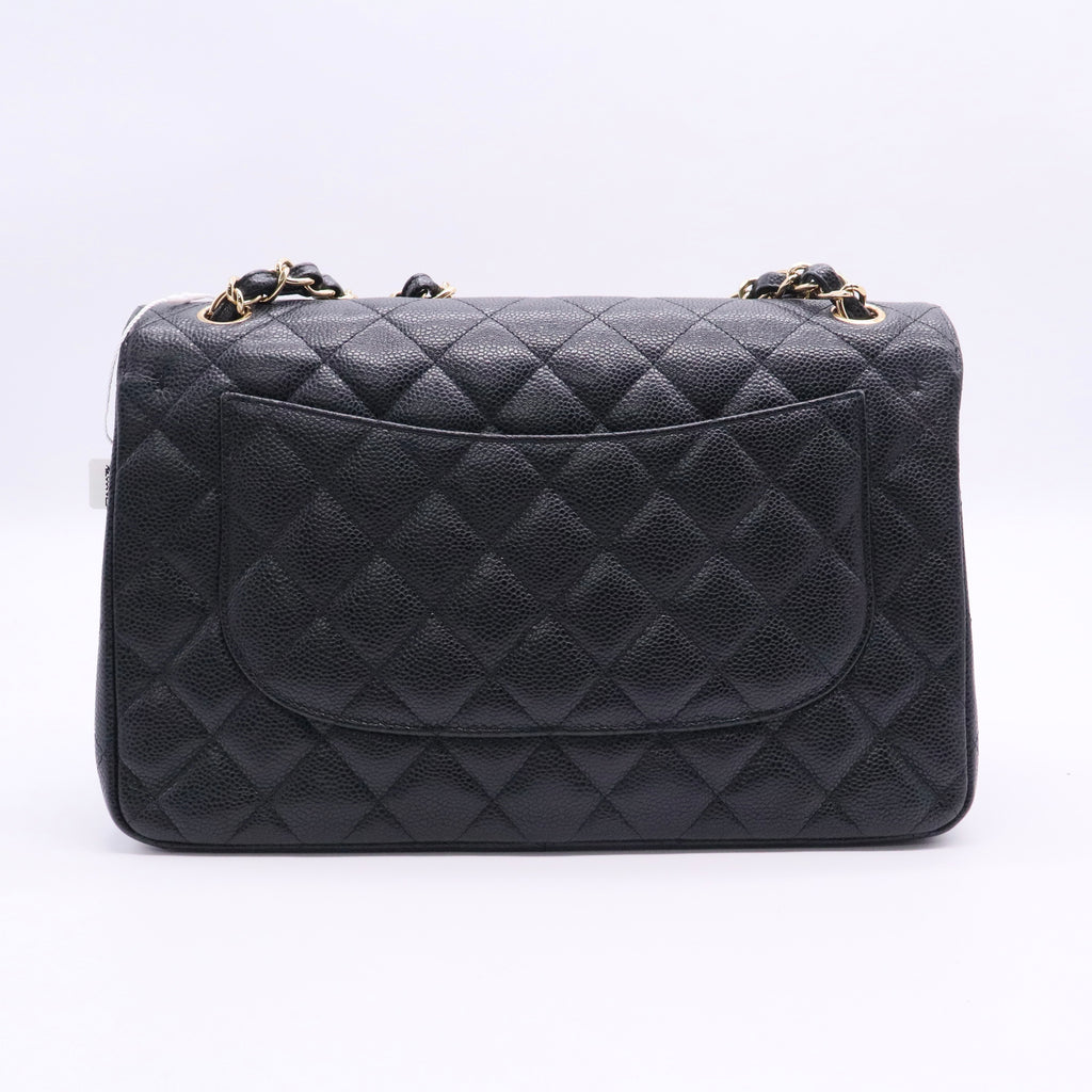 Chanel Caviar Quilted Jumbo Double Flap Black Gold hardwarehardware twins LDJ2724