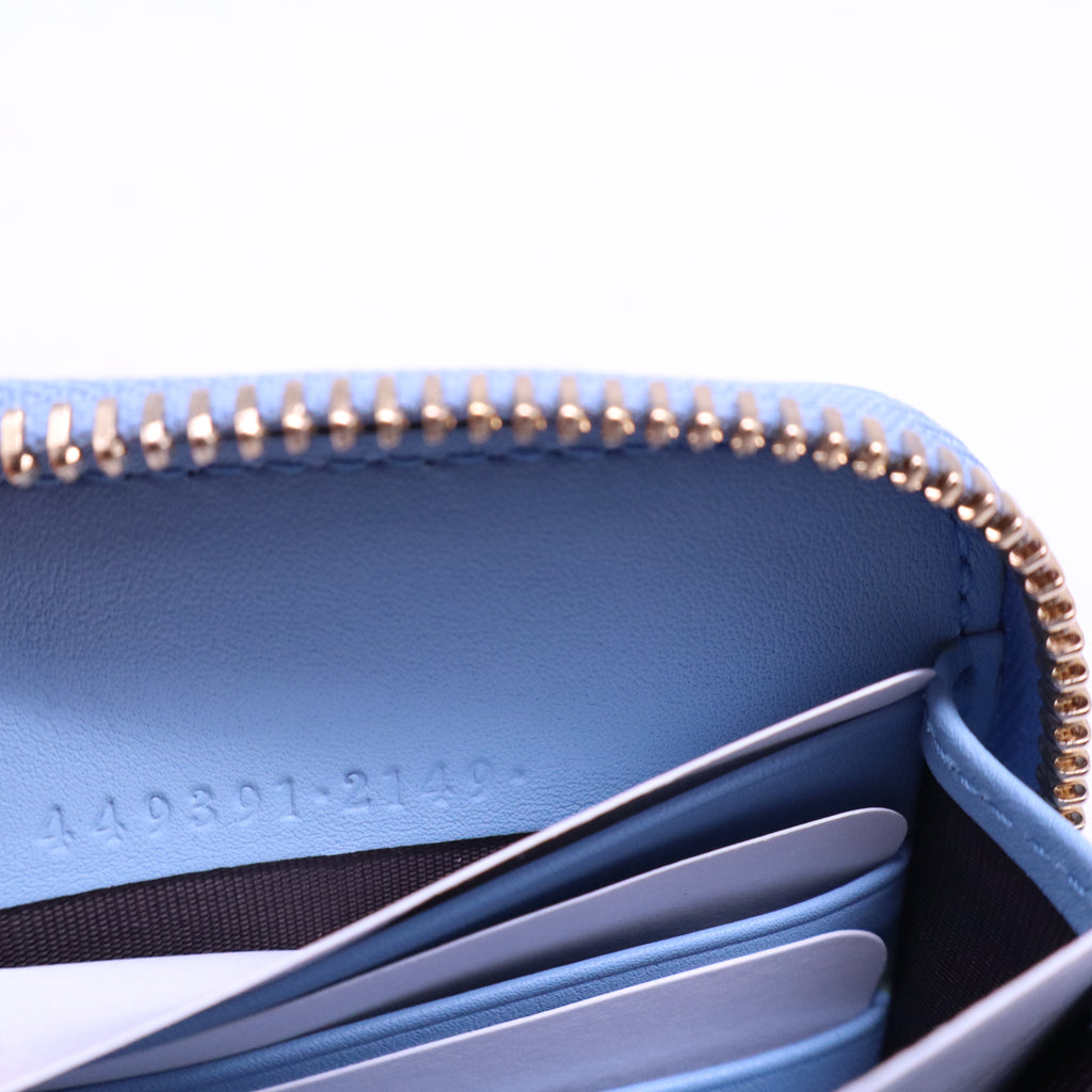 Blue Micro Guccissima Leather Zip Around Wallet W20758