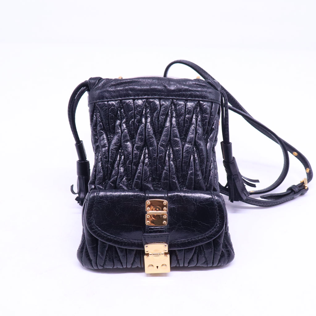 Matelasse quilted design leather shoulder mini bag