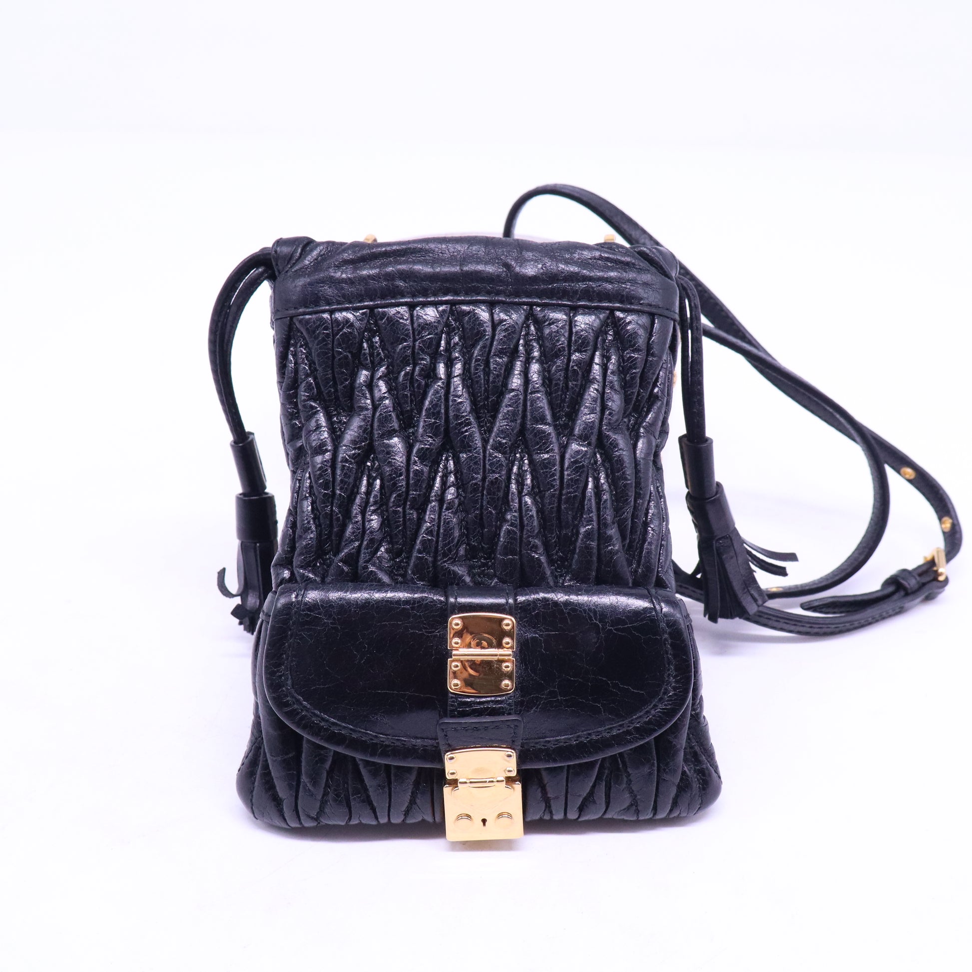 Matelasse quilted design leather shoulder mini bag