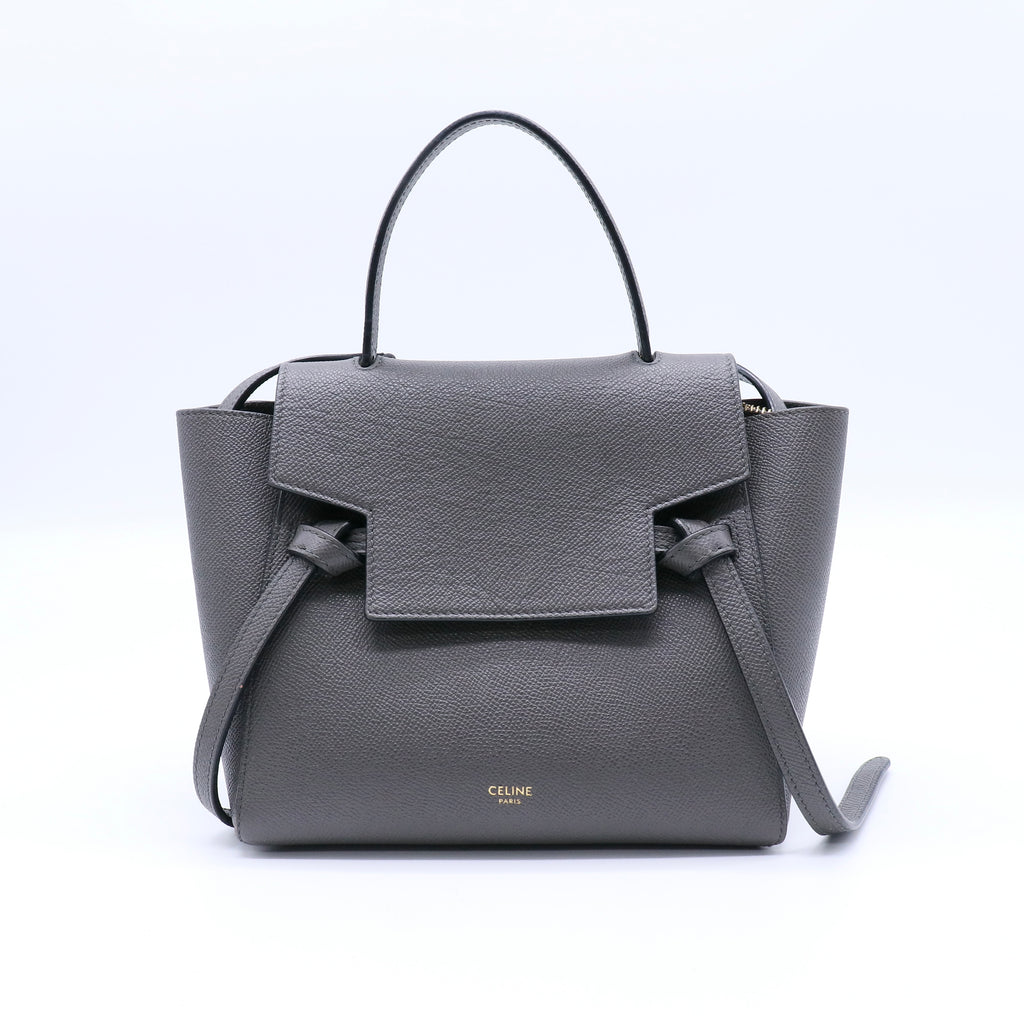 Celine Grained Calfskin Nano Belt Bag Grey twins LDJ4065