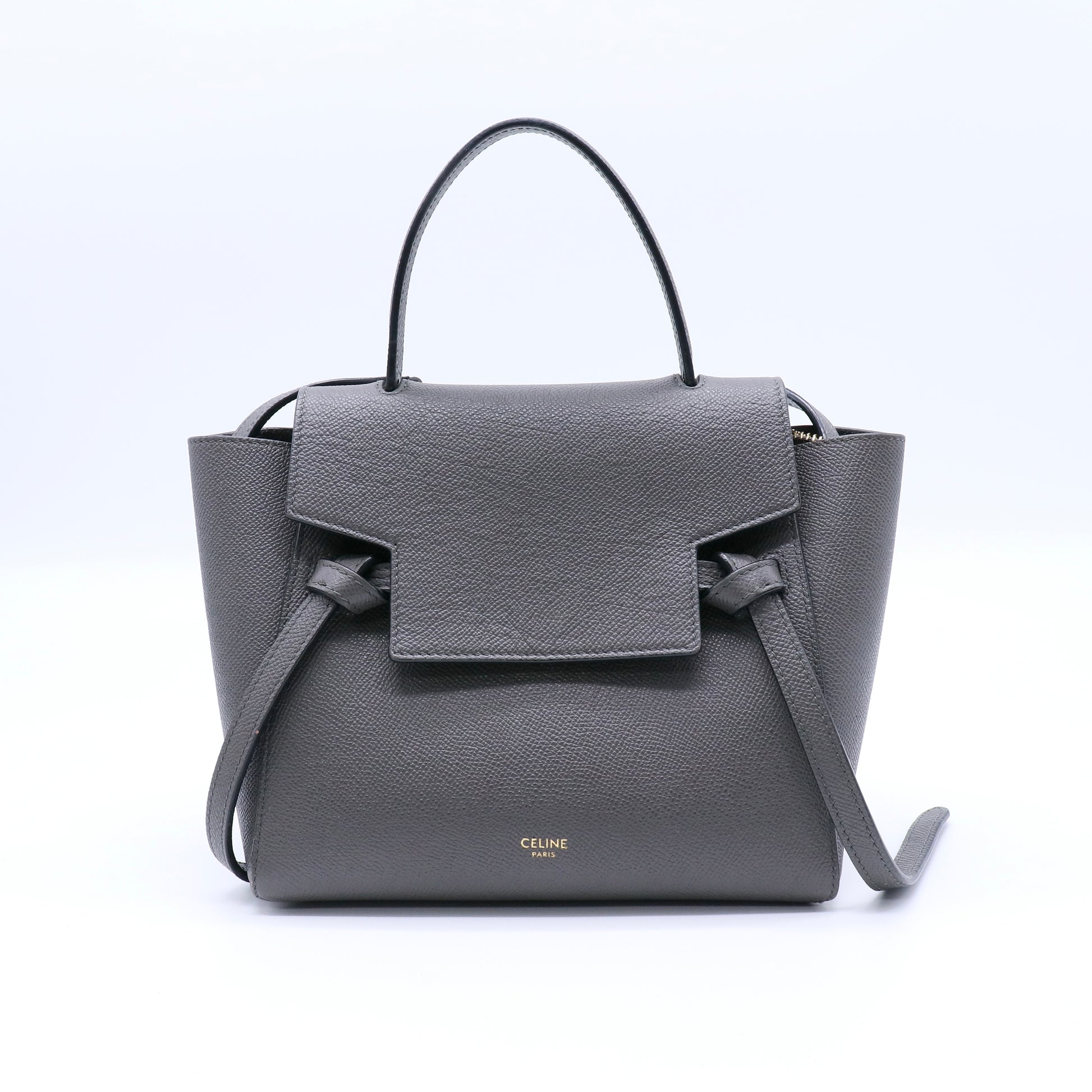 Celine Grained Calfskin Nano Belt Bag Grey twins LDJ4065