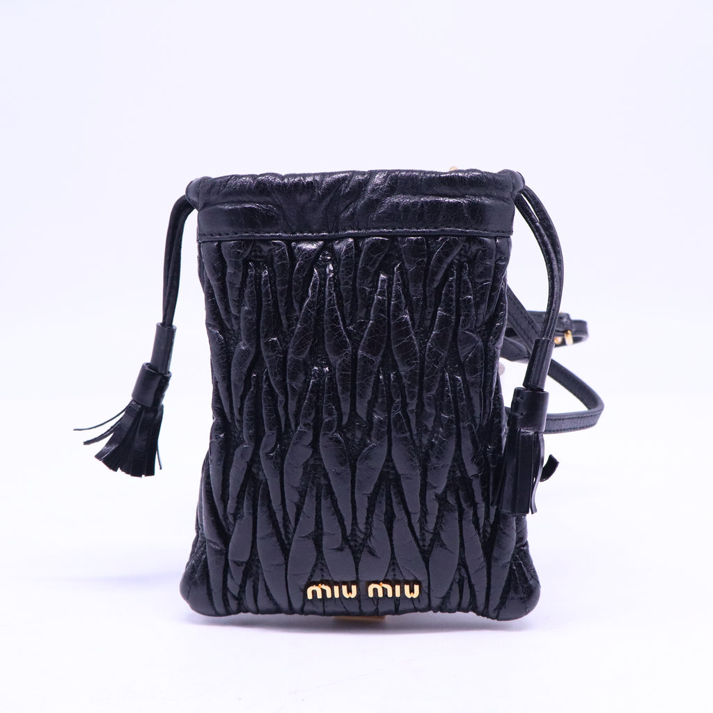 Matelasse quilted design leather shoulder mini bag