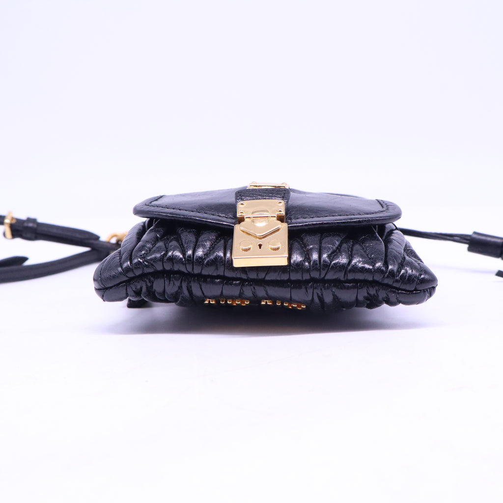 Matelasse quilted design leather shoulder mini bag