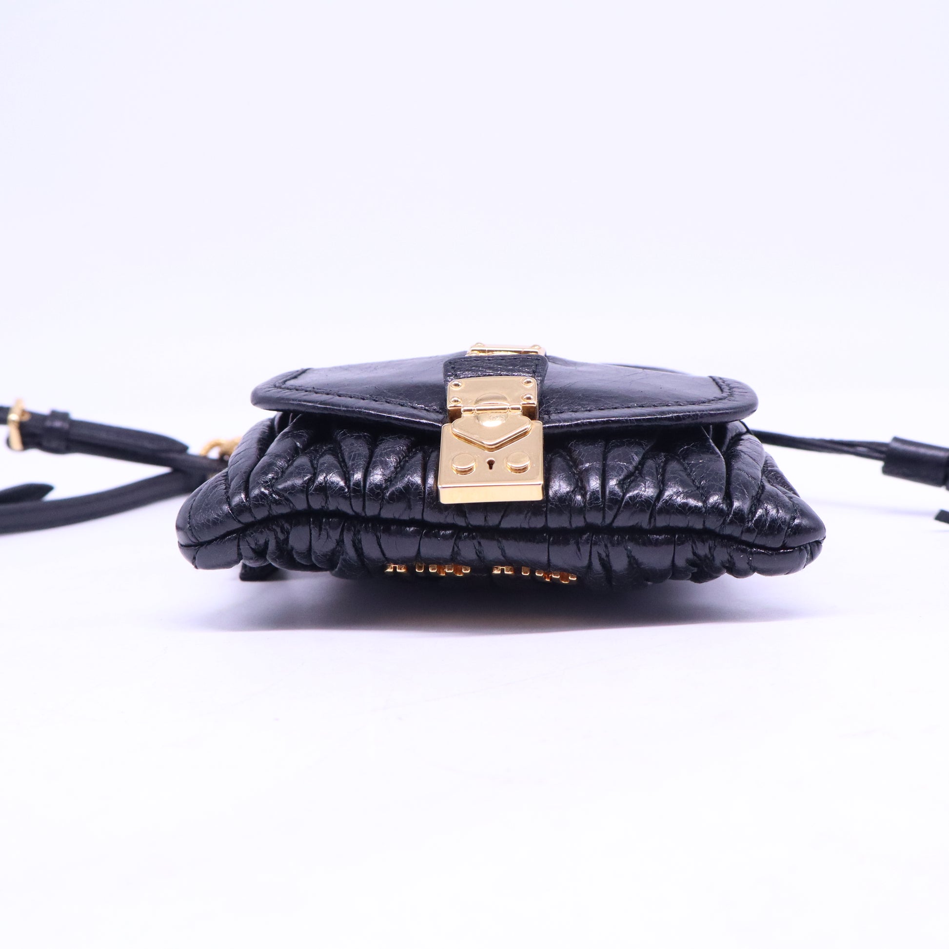 Matelasse quilted design leather shoulder mini bag