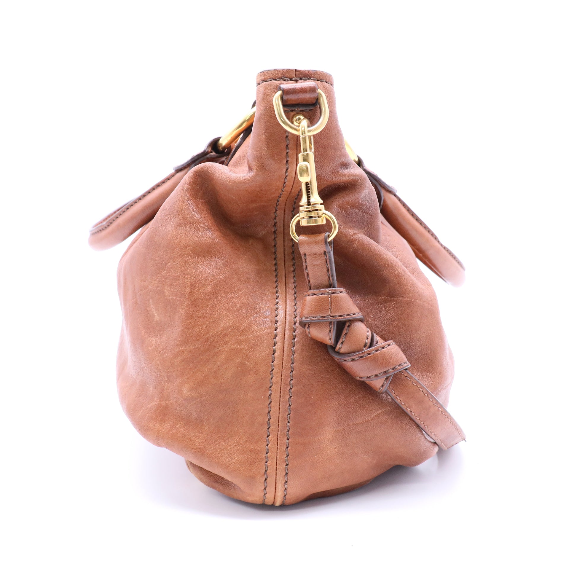 Brown Deerskin Tote twins