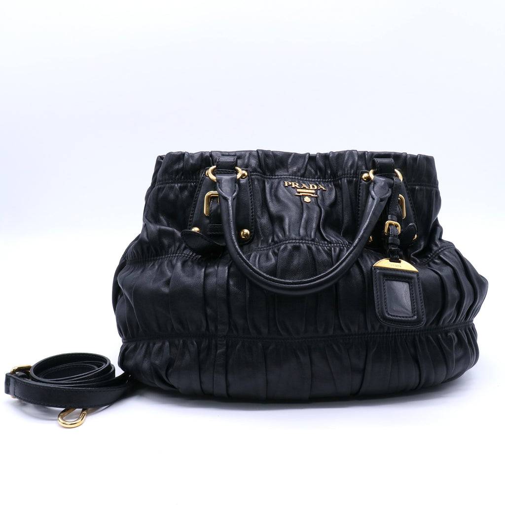 Prada Black Nappa Gauffre Leather Tote Bag  twins  LDJ4069
