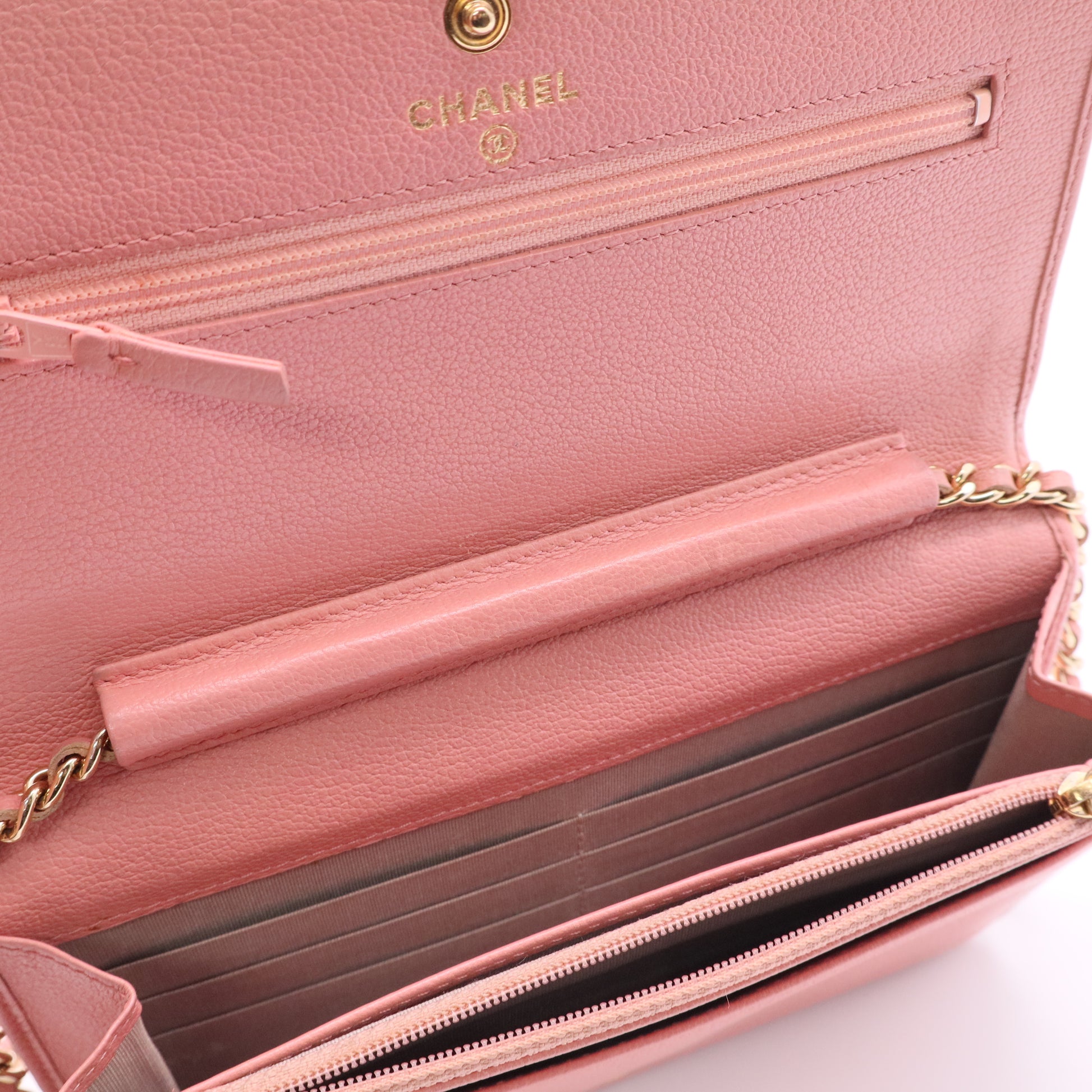 Calfskin Camellia Wallet on Chain