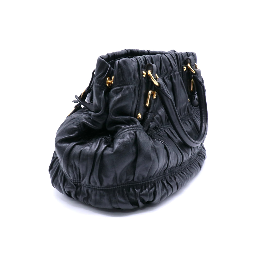 Prada Black Nappa Gauffre Leather Tote Bag  twins  LDJ4069