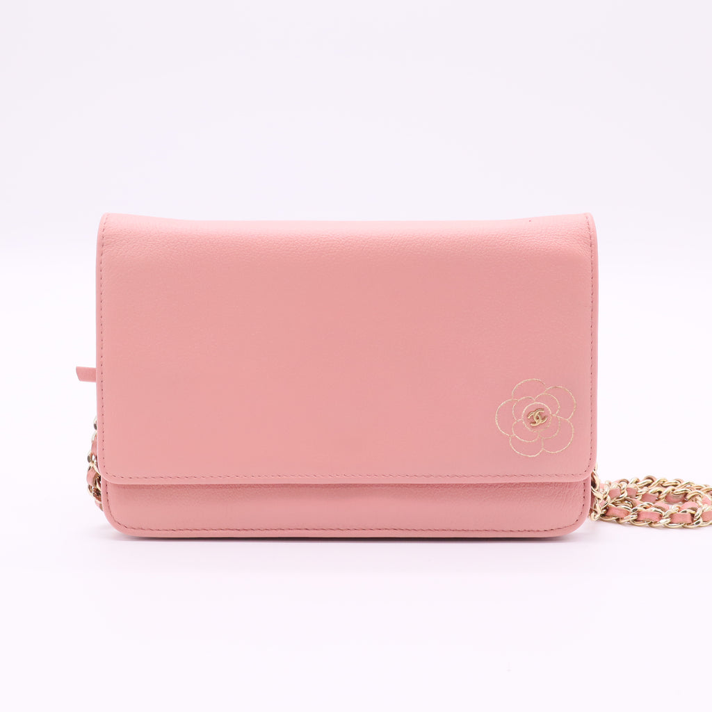 Calfskin Camellia Wallet on Chain