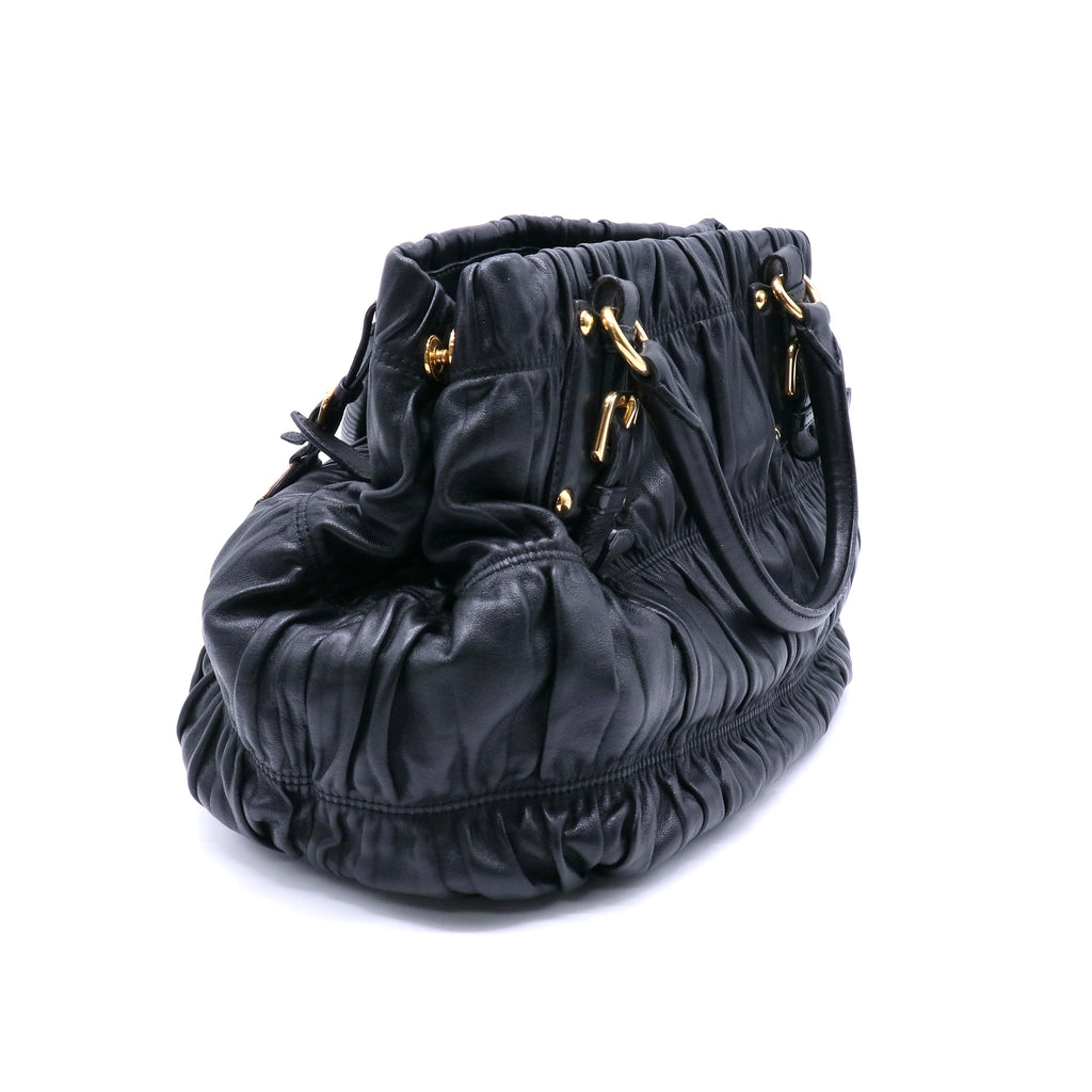 Prada Black Nappa Gauffre Leather Tote Bag  twins  LDJ4069